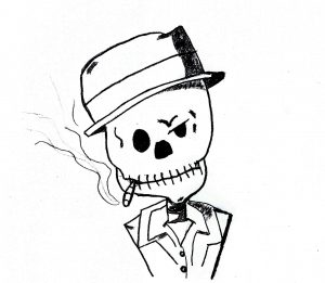 Skeleton Gangster - drawing by Harvey Dog 2019
