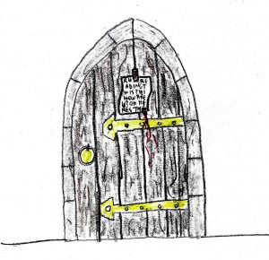 Note on the Door - drawing by harvey dog 2019