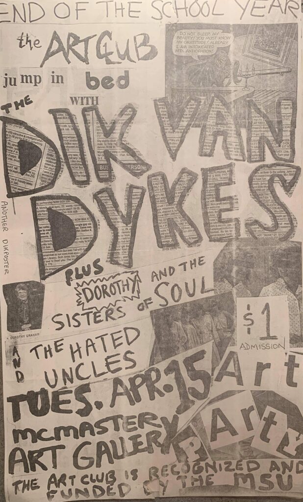 Poster for 1985-04-15 Dik Van Dykes / Dorothy & the Sisters of Soul / Hated Uncles