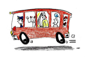 Fucking Bus - drawing by Harvey Dog 2021