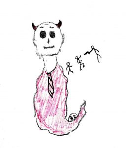 Demon with a Tie - Drawing by Harvey Dog
