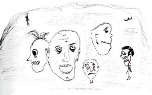 Unspoken Words - drawing by Harvey Dog 2020 for the "Love Is A Dog From Hell" video.