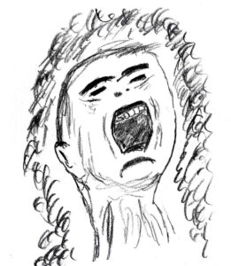 Man Screaming - drawing by Harvey Dog 2021